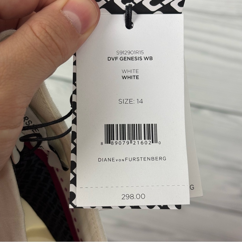 Diane Von Furstenberg Genesis White Ankle Dress Pants Size 14 NWT - Picture 9 of 9